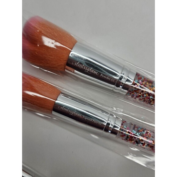 Slmissglam Rainbow Luxe Brush Set of 5 Makeup Brushes Glitter Handles New Orange - Picture 4 of 7
